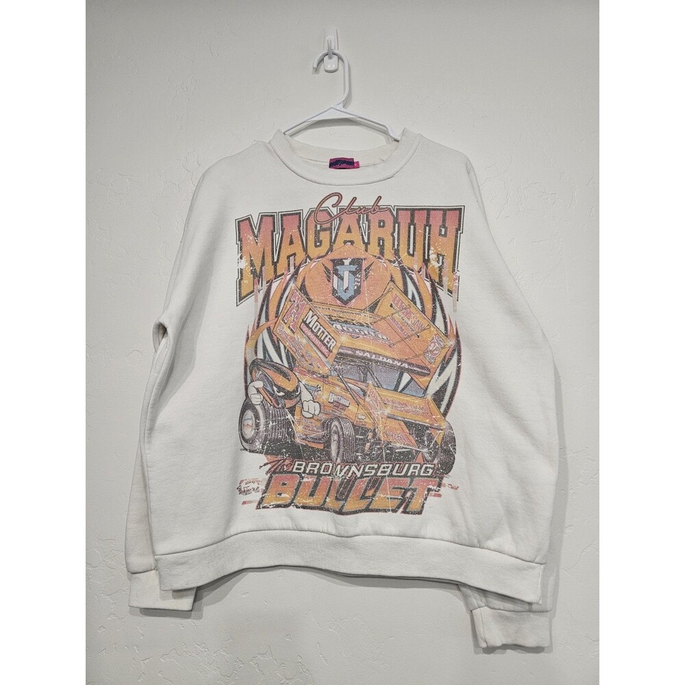 Edikted Sweatshirt White Oversized NASCAR Graphics Size Small Racing Crewneck - Picture 1 of 5